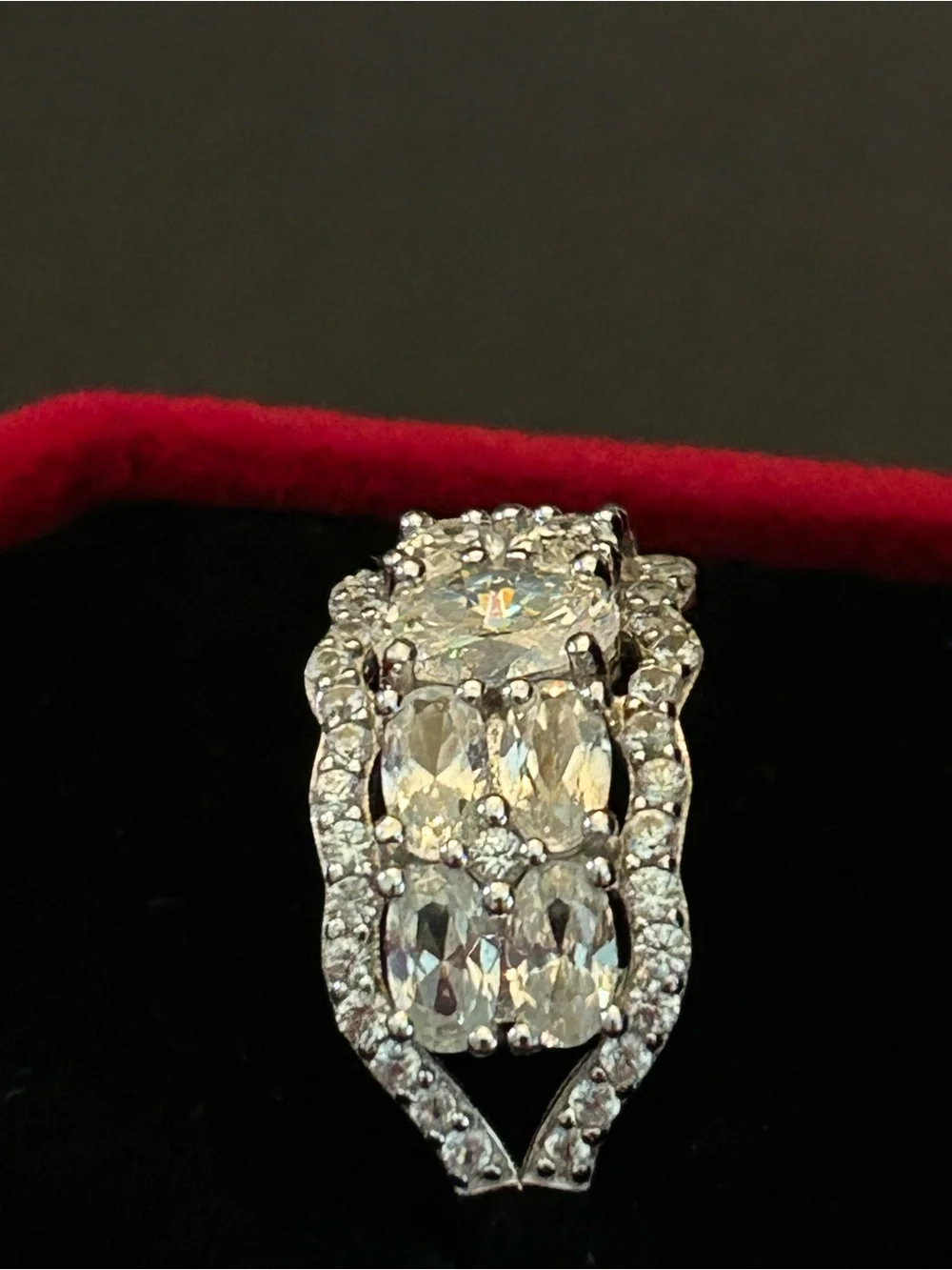 JTV 1.10CTW Oval Strontium Titanate & White Zircon 925 Sterling Silver Ring Sz10